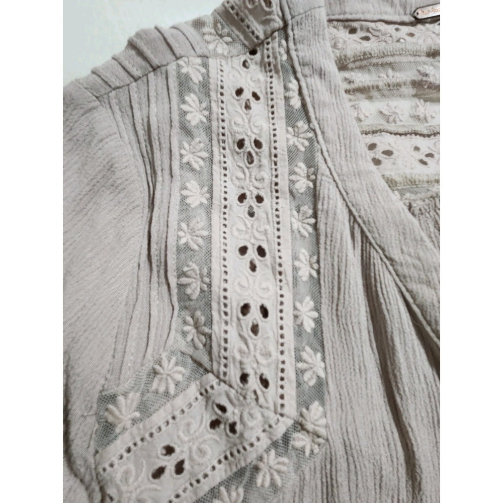 FREE PEOPLE Courtney Victorian Shirt Dress Eyelet Lace High‎ Low Boho Size S - Picture 14 of 14